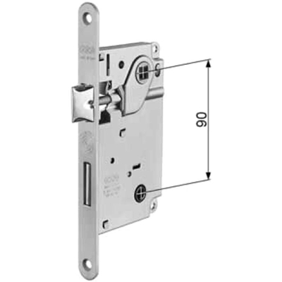 Serratura AGB per porta interna, Centro con catenaccio e quadro bagno Wc | Ottonato Verniciato