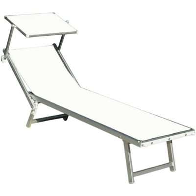 Lettino alluminio da mare mod. Freak bianco telo in textilene da 750 grammi