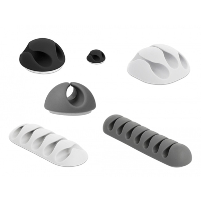 18300 organizer per cavi Scrivania/Parete Supporto per cavo Nero, Grigio, Bianco 6 pezzo(i)