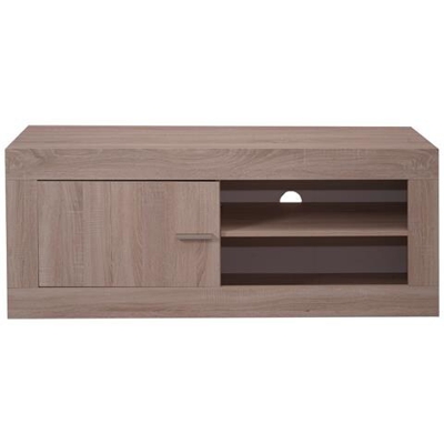 Mobile Da Soggiorno Porta Tv, Supporto Per Televisione Con Anta E Ripiani, Porta Tv Da Salotto, Made In Italy, Cm 140x43h56, Colore Rovere