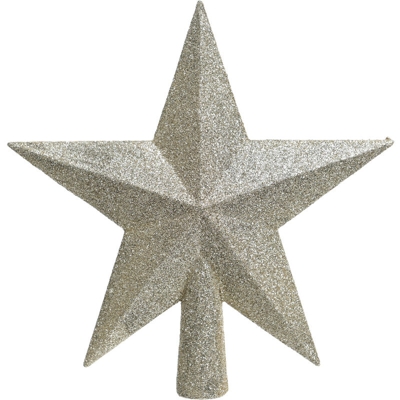 Decorazione Natalizia Puntale A Stella Glitterato 19 Cm Perla Addobbi