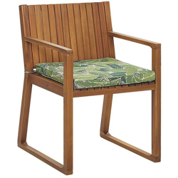 Sedia da giardino in legno marrone chiaro con cuscino a foglie SASSARI características