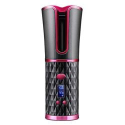 Arricciacapelli automatico senza fili, ricaricabile, con schermo LCD da 2500 mAh, timer e 6 temperature regolabili, colore: nero precio