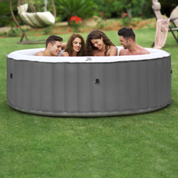 Spa MSPA gonfiabile rotonda – Kili 4 grigio - Spa 4 persone rotondo 180 cm, PVC, pompa, riscaldamento, gonfiatore, 2 cartucce filtranti, telone, características