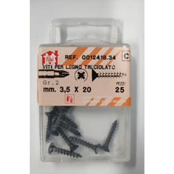 ORECA - 25 VITI PER LEGNO TRUCIOLATO TESTA PIANA SVASATA IMPRONTA A CROCE PZ 3,5X20mm IN ACCIAIO BRUNITO en oferta