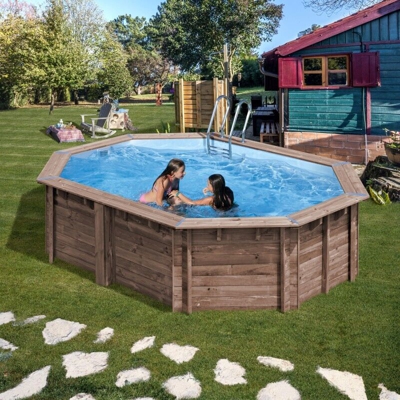Piscina ovale in legno Bambù 5,35 X 3,35 x H 1,30 M