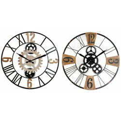 Orologio da Parete DKD Home Decor Nero Grigio Metallo Legno MDF Ingranaggi (2 pcs) (60 x 5 x 60 cm) características