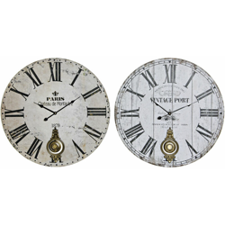 Orologio da Parete Bianco Nero Beige Metallo Legno MDF (2 pcs) (58 x 4 x 58 cm) - Dkd Home Decor características