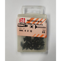 ORECA - 25 VITI PER LEGNO TRUCIOLATO TESTA PIANA SVASATA IMPRONTA A CROCE PZ 4X12mm IN ACCIAIO BRUNITO precio