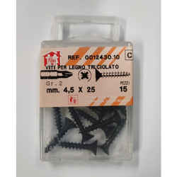 ORECA - 15 VITI PER LEGNO TRUCIOLATO TESTA PIANA SVASATA IMPRONTA A CROCE PZ 4,5X25mm IN ACCIAIO BRUNITO precio