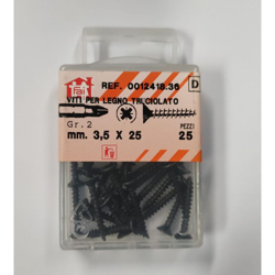 ORECA - 25 VITI PER LEGNO TRUCIOLATO TESTA PIANA SVASATA IMPRONTA A CROCE PZ 3,5X25mm IN ACCIAIO BRUNITO precio