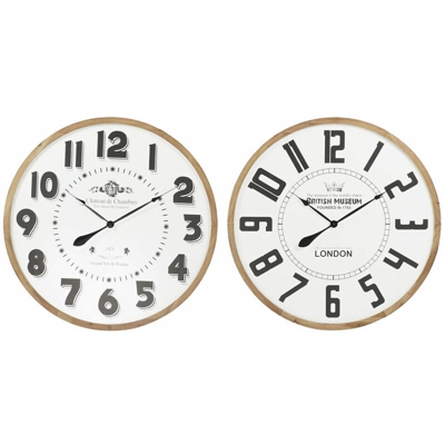Orologio da Parete Bianco Marrone Nero Legno MDF (2 pcs) (80 x 4.5 x 80 cm) - Dkd Home Decor