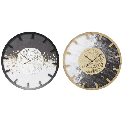 Orologio da Parete Nero Ferro Dorato Argentato Legno MDF (2 pcs) (60 x 4.5 x 60 cm) - Dkd Home Decor