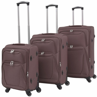 3 pz Set di Valigie Trolley Morbide Color Caffe