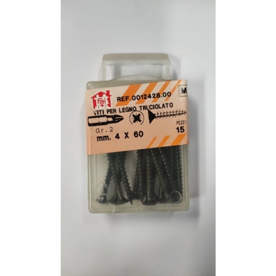 ORECA - 15 VITI PER LEGNO TRUCIOLATO TESTA PIANA SVASATA IMPRONTA A CROCE PZ 4X60mm IN ACCIAIO BRUNITO