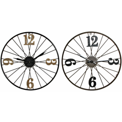 Orologio da Parete Nero Metallo Legno MDF (2 pcs) (60 x 4 x 60 cm) - Dkd Home Decor en oferta