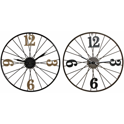 Orologio da Parete Nero Metallo Legno MDF (2 pcs) (60 x 4 x 60 cm) - Dkd Home Decor