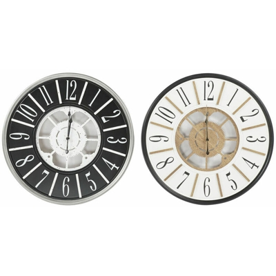 Orologio da Parete Bianco Marrone Nero Ferro Legno MDF (2 pcs) (60 x 5 x 60 cm) - Dkd Home Decor