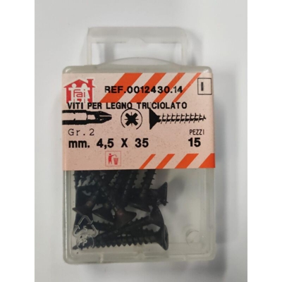 ORECA - 15 VITI PER LEGNO TRUCIOLATO TESTA PIANA SVASATA IMPRONTA A CROCE PZ 4,5X35mm IN ACCIAIO BRUNITO