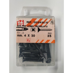 ORECA - 25 VITI PER LEGNO TRUCIOLATO TESTA PIANA SVASATA IMPRONTA A CROCE PZ 4X30mm IN ACCIAIO BRUNITO precio