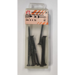 ORECA - 10 VITI PER LEGNO TRUCIOLATO TESTA PIANA SVASATA IMPRONTA A CROCE PZ 5X70mm IN ACCIAIO BRUNITO precio