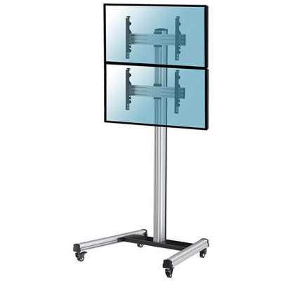 031-1201k2 Supporto Tv Da Pavimento Mobile Con Ruote Per Videowall Doppio Display Da 40'''' A 65'''', Altezza 240