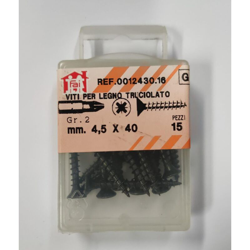 ORECA - 15 VITI PER LEGNO TRUCIOLATO TESTA PIANA SVASATA IMPRONTA A CROCE PZ 4,5X40mm IN ACCIAIO BRUNITO precio
