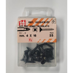 ORECA - 25 VITI PER LEGNO TRUCIOLATO TESTA PIANA SVASATA IMPRONTA A CROCE PZ 4X16mm IN ACCIAIO BRUNITO en oferta