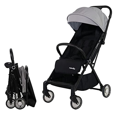 Nania - Passeggino compatto Orla con piegatura automatica - utilizzabile dalla nascita fino a 15 kg (grigio)