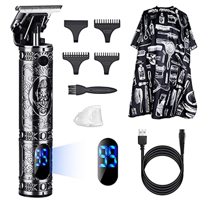 Tagliacapelli Uomo Professionale, 0 mm Precisione Rasoio Elettrico Barba, T-Blade Impermeabile Tagliatrice Elettrico Capelli con 3 Pettini e Mantello 
