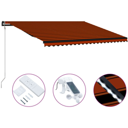 vidaXL Tenda da Sole Retrattile Sensore Vento LED 500x300cm Arancio Marrone - Arancione en oferta