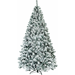 Albero di Natale Innevato, Albero di Natale Artificiale con Base di Metallo, in PVC, Verde e Bianco Neve (225cm) características