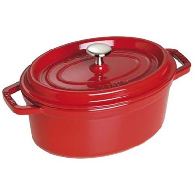 Cocotte 2 Maniglie Ovale con Coperchio 23 cm Rosso