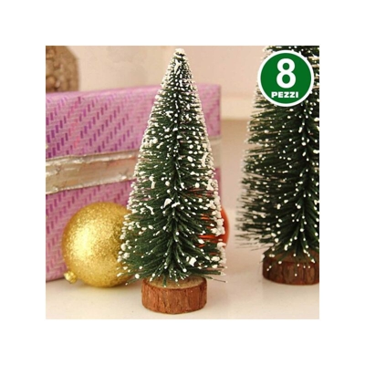 Set 8 Alberelli Innevati Mini Albero Di Natale 16Cm Decorazioni Addobbi Natalizi