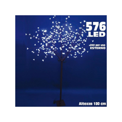 Albero Di Natale Luminoso Ciliegio Per Esterno 576 Led H 180 Cm Bianco Freddo características