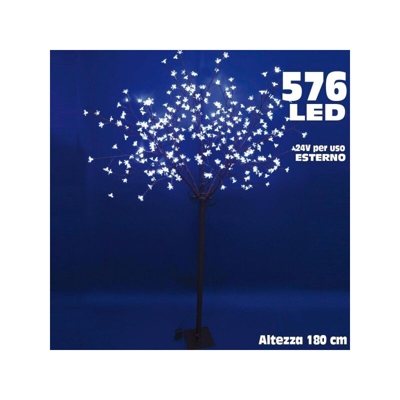 Albero Di Natale Luminoso Ciliegio Per Esterno 576 Led H 180 Cm Bianco Freddo