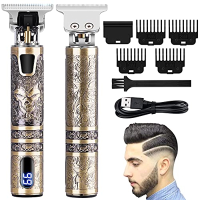 Tagliacapelli Uomo Professionale, Tagliatrice Capelli Trimmer, Barbiere Barba Elettrica Trimmer e Precisione Impermeabile con 4 Pettini, T-Blade 0mm R