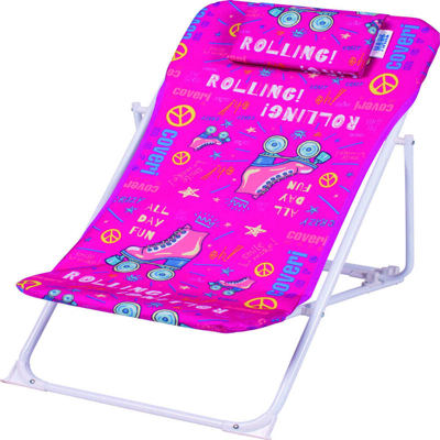 Sedia a Sdraio Dondolo per Bambini 3 Posizioni Struttura in Acciaio Poliestere