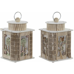 Lanterna DKD Home Decor Bianco Legno (14 x 14 x 25 cm) (2 pcs) precio