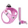 Set Pettorina curli Vest Air-Mesh + Guinzaglio Basic - rosa a quadretti - 30 - 35 cm circ. torace + guinzaglio L 1,4 m x H 1,5 cm