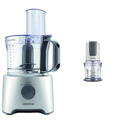 Kenwood Fdp302Si Multipro Compact Food Processor, Robot Da Cucina Con Frullatore, 800 W & Ch580 Tritatutto Universale Elettrico, Sistema Mixer A 4 Lam