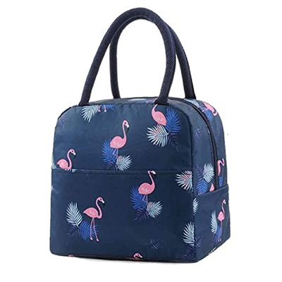 1 borsa per il pranzo leggera, 6 l, blu navy, con fenicottero, piccola borsa termica, adatta per lavoro, attività all'aria aperta, per la scuola