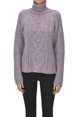 Textured knit turtleneck pullover