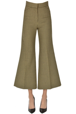 Cropped houndstooth print trousers