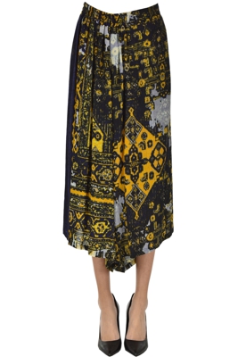 Printed wool skirt pants