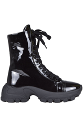 Patent-leather lac-up boots en oferta