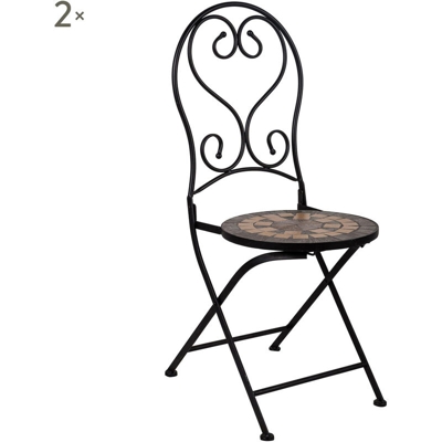 Dmora Set di 2 Sedie da esterno, stile shabby chic, Set di 2 Sedie outdoor in Ferro, cm 46x39h98, colore Nero
