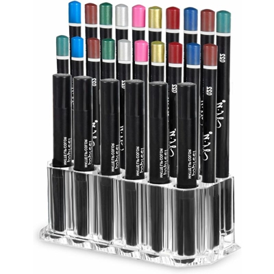 Organizzatore di supporto per matita labbra eyeliner trucco acrilico trasparente, 26 slot Slot