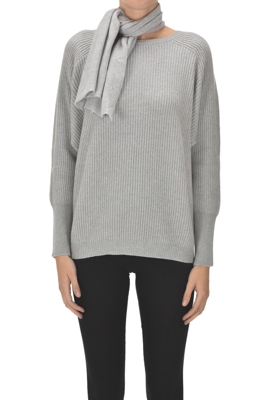 Ribbed cashmere knit pullover