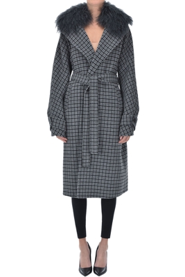 Checked print robe coat